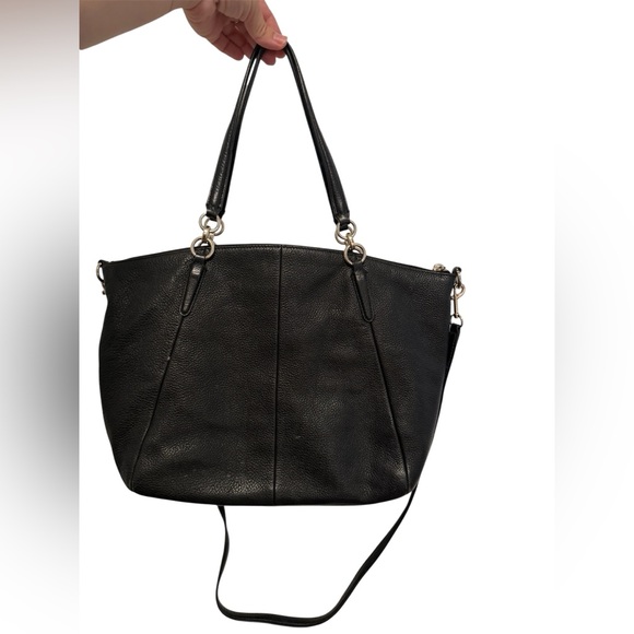 Coach Kelsey Black Pebbled Leather Satchel Tote Bag